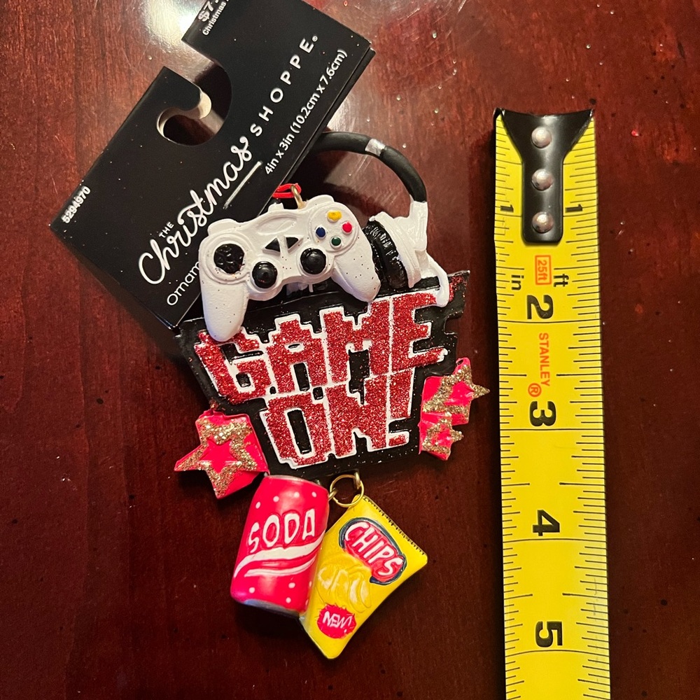 New “Game On” White Game Controller with Snacks and Headphones Ornament - Picture 1 of 2
